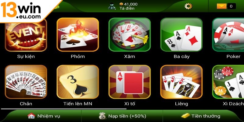 Tổng hợp các tựa game nổi bật tại 13WIN eu